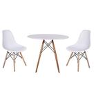 kit Mesa Jantar Eiffel 90cm Branca + 2 Cadeiras Charles Eames - Branca
