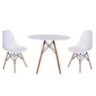kit Mesa Jantar Eiffel 90cm Branca + 2 Cadeiras Charles Eames - Branca