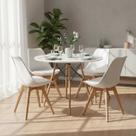 Kit Mesa Jantar Eiffel 90cm Branca + 4 Cadeiras Leda Brancas