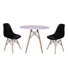 Kit Mesa Jantar Eiffel 90cm Branca com 2 Cadeiras Preta