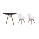 Kit Mesa Jantar Eiffel 90cm Preta + 02 Cadeiras Slim - Branca
