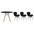 Kit Mesa Jantar Eiffel 90cm Preta 03 Cadeiras Slim Preta