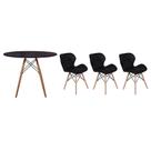 Kit Mesa Jantar Eiffel 90cm Preta + 03 Cadeiras Slim - Preta
