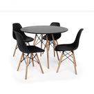 Kit Mesa Jantar Eiffel 90cm Preta 4 Cadeiras Charles Preta