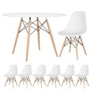 Kit Mesa Laráz Redonda Eames + 6 Cadeiras Eames DSW Branco