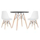 Kit Mesa Laráz Redonda Eames Preto + 2 Cadeiras Eames Branco