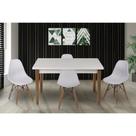 Kit Mesa Luiza 135cm 4 Cadeiras Eiffel Pé Escuro Branco