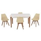 Kit Mesa Luiza 135cm Branca 4 Cadeiras Leda Nude