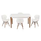 Kit Mesa Luiza 135cm Branca 4 Cadeiras Slim Branco Kit Mesa Luiza 135cm Branca 4 Cadeiras Slim Branco