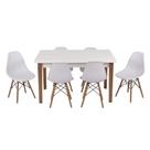 Kit Mesa Luiza 135cm Branca 6 Cadeiras Eiffel Branco