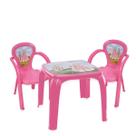 Kit Mesa Mesinha Com 2 Cadeiras Infantil Desenho Decorada Resistente Brincar Estudar