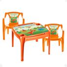 Kit Mesa Mesinha e 2 Cadeiras Laranja infantil Dinossauros