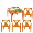Kit Mesa Mesinha e 4 Cadeiras Laranja infantil Dinossauros