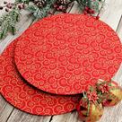 Kit Mesa Natal 6 Base 6 Capa Sousplat Poá Xadrez Floral Lisa
