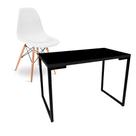 Kit Mesa para Computador Escrivaninha Porto Preto 120cm e Cadeira Eiffel Charles Eames Branco - D'Rossi Kit Mesa para Computador Escrivaninha Porto Preto 120cm e Cadeira Eiffel Charles Eames Branco - D'Rossi
