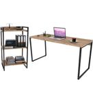 Kit Mesa Para Escritório Com Estante 150 Cm Carvalho