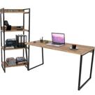 Kit Mesa Para Escritório com Estante 4 Prateleiras Industrial Form C01 150 cm Carvalho - Lyam Decor