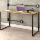 Kit Mesa Para Escritório com Estante Office Estilo Industrial Form 135 cm Carvalho - Lyam Decor
