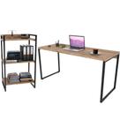 Kit Mesa Para Escritório com Estante Office Estilo Industrial Form 150 cm Carvalho - Lyam Decor