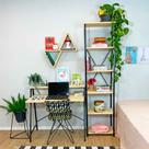 Kit Mesa para Escritório Stair 100cm e Estante Style Slim 6 Prateleiras Industrial Natural e Preto Kit Mesa para Escritório Stair 100cm e Estante Style Slim 6 Prateleiras Industrial Natural e Preto