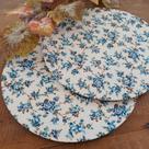 Kit Mesa Posta 04 Bases MDF 35CM + 04 Capas de Sousplat Em Tecido Floral Tiffany Cru