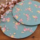 Kit Mesa Posta 12 Bases MDF 35CM + 12 Capas de Sousplat Em Tecido Floral Tiffany Compose