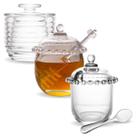 Kit Mesa Posta Café da Manhã Mantegueira Francesa Açucareiro e Meleira de Vidro Kit Mesa Posta Café da Manhã Mantegueira Francesa Açucareiro e Meleira de Vidro