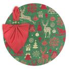 Kit Mesa Posta Completo Sousplat Jantar de Natal Natalino Verde Vermelho