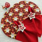 Kit Mesa Posta Estrela Noel Vermelha I 01 Capa + Guardanapo + Anel