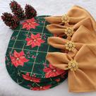 Kit mesa posta flor natalina capa supla ouro base 16pç