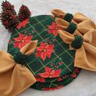 Kit mesa posta jogo americano natal capa verde base8 pç cada Kit mesa posta jogo americano natal capa verde base8 pç cada