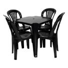 Kit Mesa Quadrada De Plástico Com 4 Cadeiras Resistente P/ Jardim Bar Restaurante Sorveteria Ps Móveis