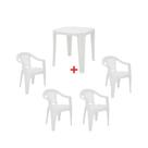 Kit mesa quadrada tambu+ 4 cadeiras c/ braços iguape branca