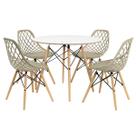 Kit Mesa Redonda Chanfrada Eames 90cm Branca com 4 Cadeiras Kaila DSW Fendi - La Mobilia
