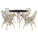 Kit Mesa Redonda Chanfrada Eames 90cm Preta com 4 Cadeiras Kaila DSW Fendi - La Mobilia
