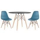 KIT - Mesa redonda Eames 100 cm preto + 2 cadeiras Eiffel DSW