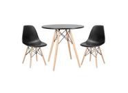 Kit - Mesa Redonda Eames 70 Cm Preto + 2 Cadeiras Eiffel Dsw Preto