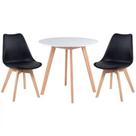 Kit - Mesa Redonda Leda 80 Cm Branco + 2 Cadeiras Estofadas Leda Preto