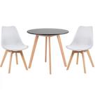 Kit - Mesa Redonda Leda 80 Cm Preto + 2 Cadeiras Estofadas Leda Branco