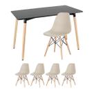 Kit - Mesa retangular Eames 60 x 120 cm + 4 cadeiras Dsw Mesa preto com cadeiras nude
