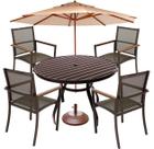 Kit Mesa Ripada 1,20m + 4 Cadeiras Amélia E Guarda Sol Área Externa Jardim Piscina Kit Mesa Ripada 1,20m + 4 Cadeiras Amélia E Guarda Sol Área Externa Jardim Piscina