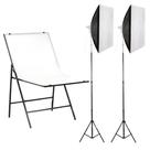 Kit Mesa Still de 1m e dois softbox 50x70cm com 2 tripés de iluminação de estúdio