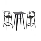 Kit Mesa Tolix Bistrô Bar Com 2 Banquetas Allegra Altas - Preto