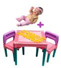 Kit Mesa Tritec Menina Rosa + Bebe Reborn Realista Mamadeira