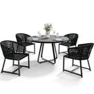 Kit Mesa Wine Com 4 Cadeira Área Externa Espaço Gourmet Corda Náutica Belize D04 Preto - Lyam Decor