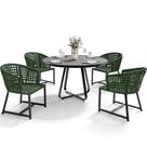 Kit Mesa Wine Com 4 Cadeira Área Externa Espaço Gourmet Corda Náutica Belize D04 Verde - Lyam Decor