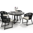 Kit Mesa Wine E 4 Cadeiras Área Externa Espaço Gourmet Corda Náutica Bethari D04 Preto - Lyam Decor