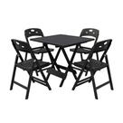 Kit Mesas Dobráveis Elegance 4 Lugares MDF com Cadeiras Preto 70CM Mega Madeira Kit Mesas Dobráveis Elegance 4 Lugares MDF com Cadeiras Preto 70CM Mega Madeira
