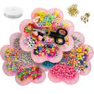 Kit Miçanga Completo Box 3 Andares Perolas Bolinhas Coloridas Miçangas Letras Fazer Pulseiras Colar