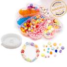 Kit Miçanga Infantil Diversos 550peças 105g + Caixa Concha Mar Organizadora